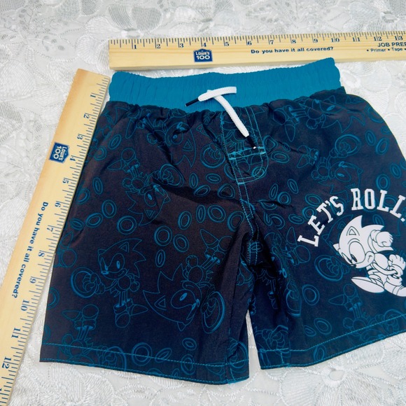 Sonic the Hedgehog Boys Swim Trunks Size 4/5 Blue Black Let's‎ Roll! - Picture 13 of 14